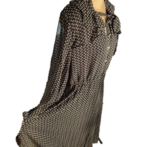 Haokeke black and white print dress long sleeve XL NWT